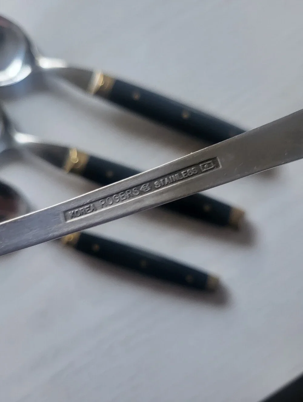 Black Handle Stainless Steel Serving Spoon Set - 4-Piece Roger Made In Japan I